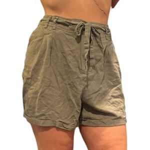 Green Tie Waist Shorts
